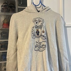 Embroidered Bear Polo Hoodie